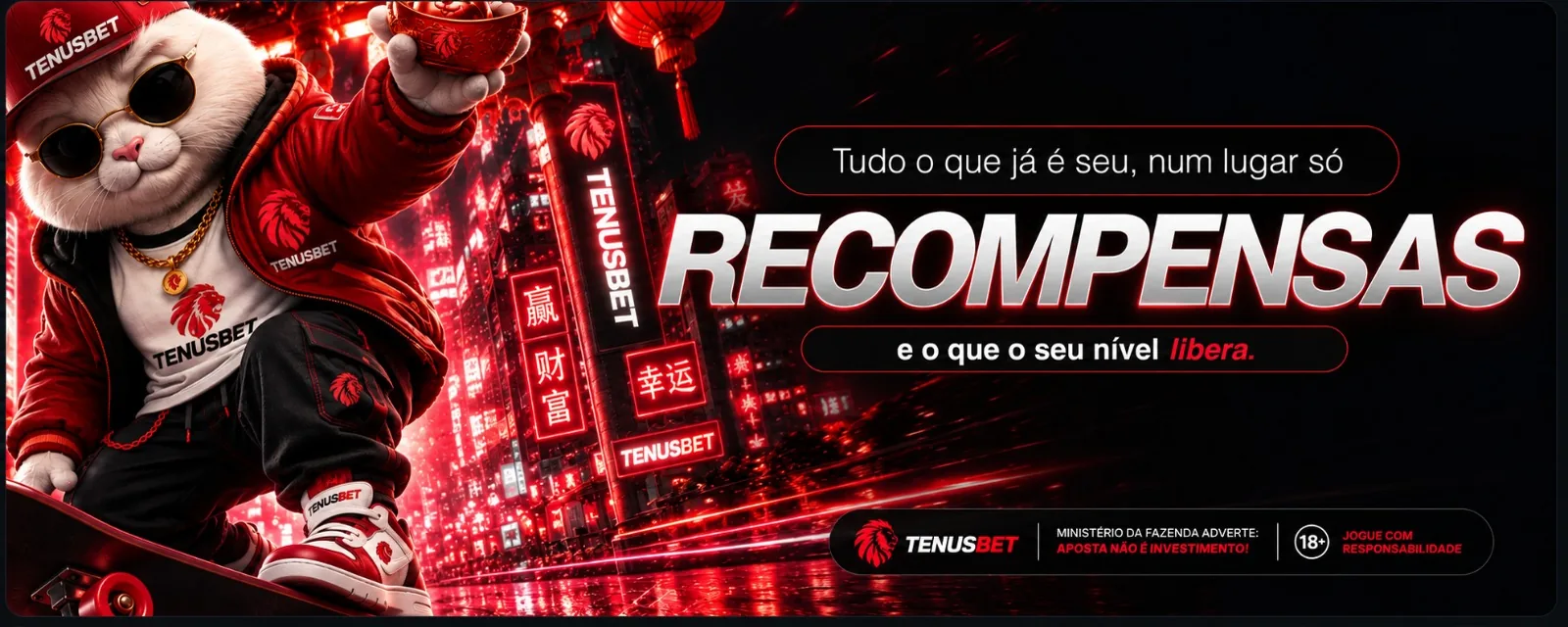 Recompensas — TENUSBET. Recompensas: tudo o que já é seu, num lugar só, e o que o seu nível libera.